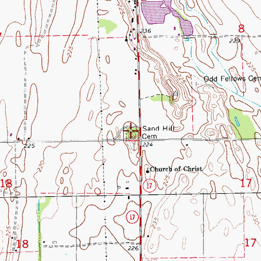 Topographic Map of Sand Hill Cemetery, AR