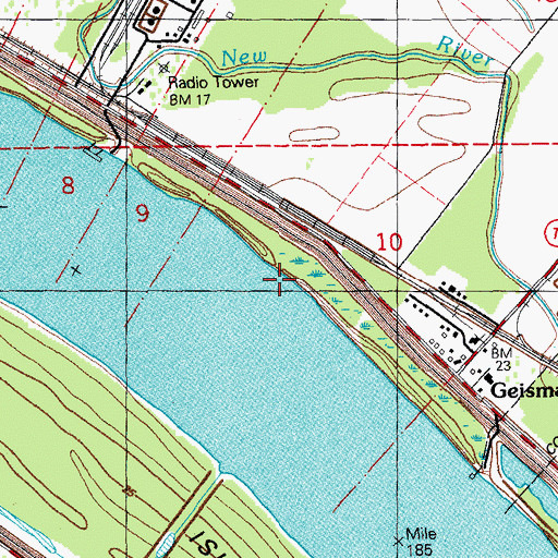 Topographic Map of Geismar Landing, LA