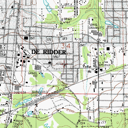 Topographic Map of Bearegard Church of Christ, LA