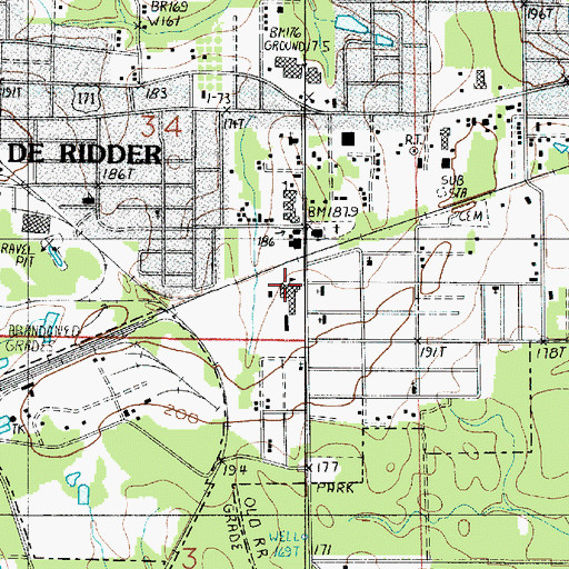 Topographic Map of Beauregard Alternative School, LA