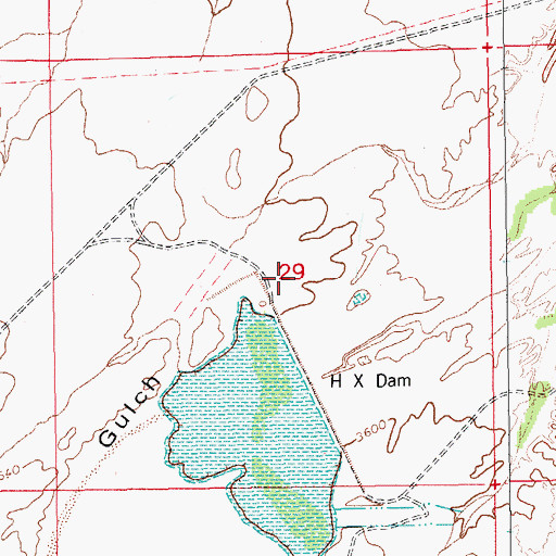 Topographic Map of H X Dam, AZ