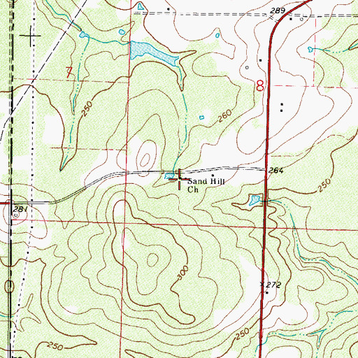 Topographic Map of Sand Hill Church, AR