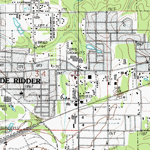 Topographic Map of Temple Baptist Church, LA