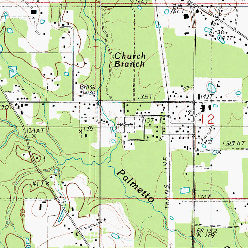 Topographic Map of Pleasant Hill Cemetery, LA