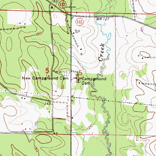 Topographic Map of Campground Cemetery, LA