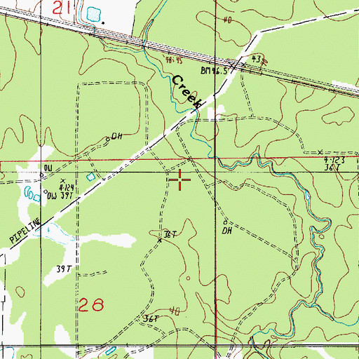 Topographic Map of Bunchs Creek Oil and Gas Field, LA