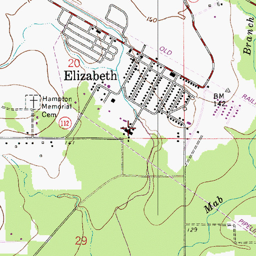 Topographic Map of Elizabeth High School, LA