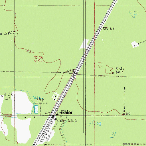 Topographic Map of Fords (historical), LA