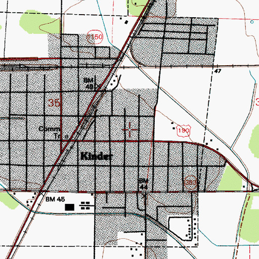 Topographic Map of Kinder Elementary School, LA