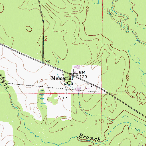Topographic Map of Memorial Church, LA