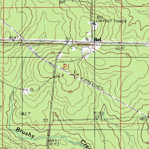 Topographic Map of North Bell Oil Field, LA