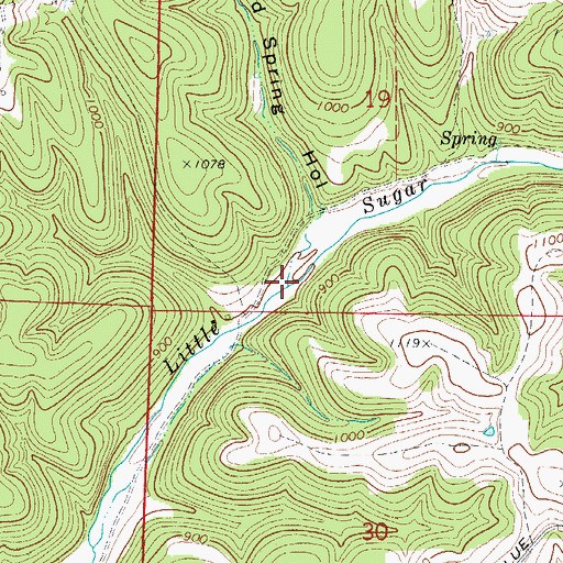 Topographic Map of Sand Spring Hollow, AR