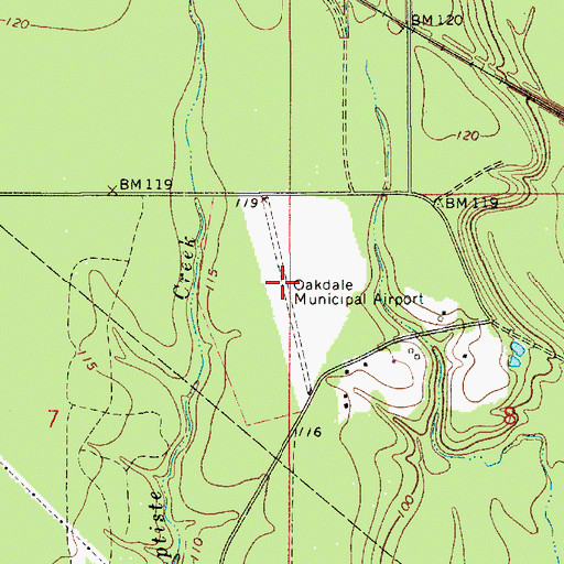 Topographic Map of Oakdale Municipal Airport, LA