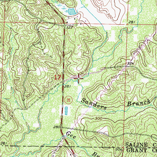 Topographic Map of Sanders Branch, AR