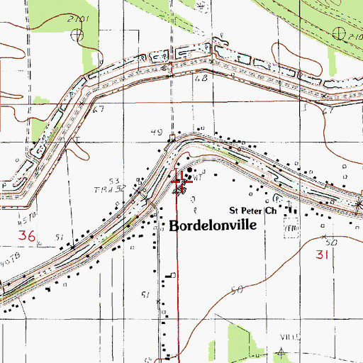 Topographic Map of Bordelonville High School (historical), LA