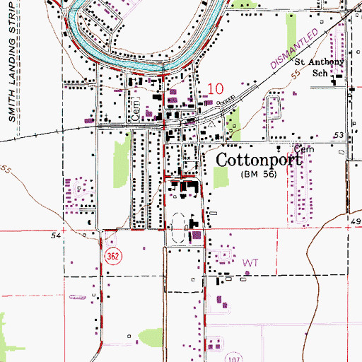 Topographic Map of Cottonport Elementary School, LA