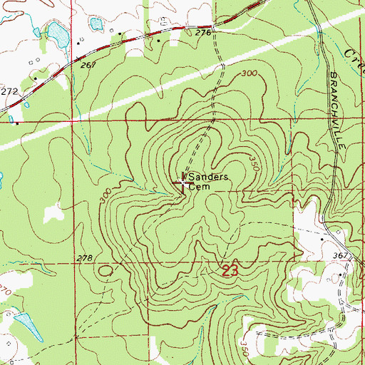 Topographic Map of Sanders Cemetery, AR