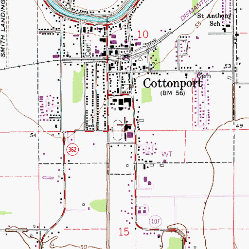 Topographic Map of Cottonport High School (historical), LA