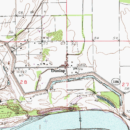 Topographic Map of Dunlap, LA