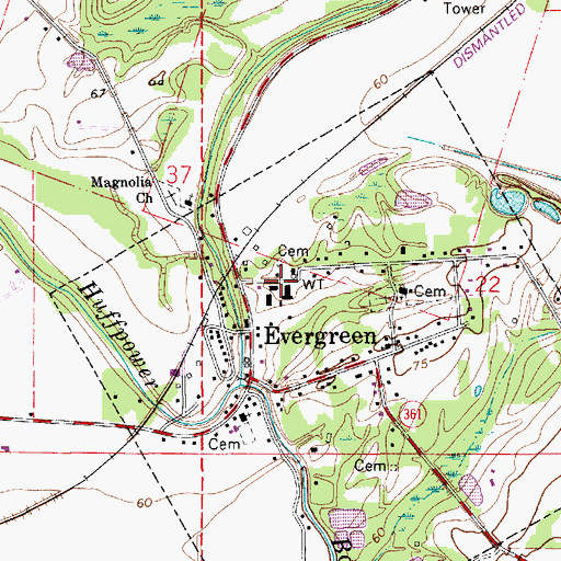 Topographic Map of Evergreen High School (historical), LA