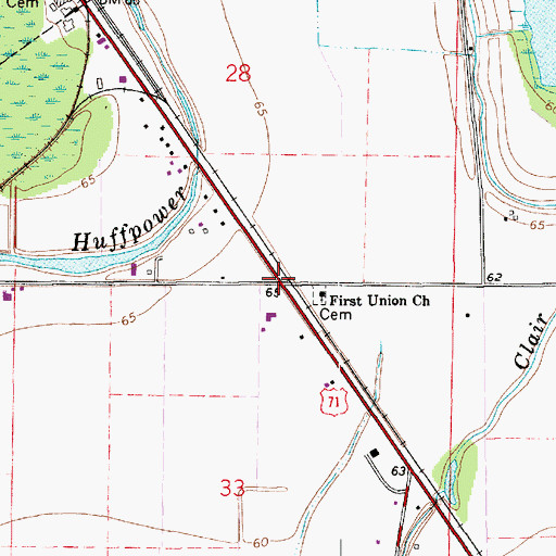 Topographic Map of Friths (historical), LA