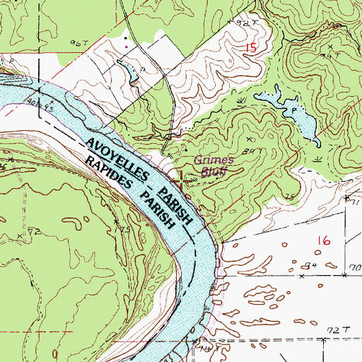 Topographic Map of Grimes Bluff, LA