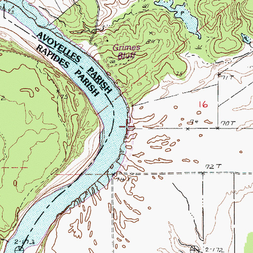 Topographic Map of Grimes Bluff Landing, LA