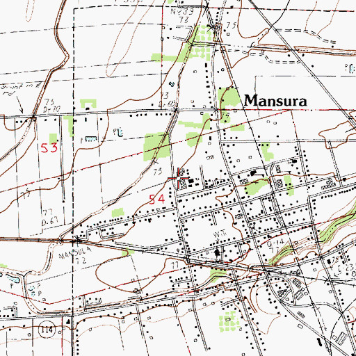 Topographic Map of Mansura High School (historical), LA