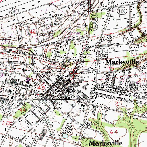 Topographic Map of Marksville City Hall, LA