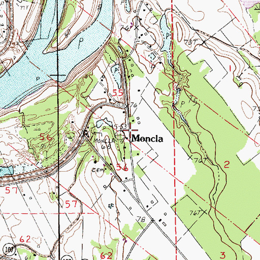 Topographic Map of Moncla, LA