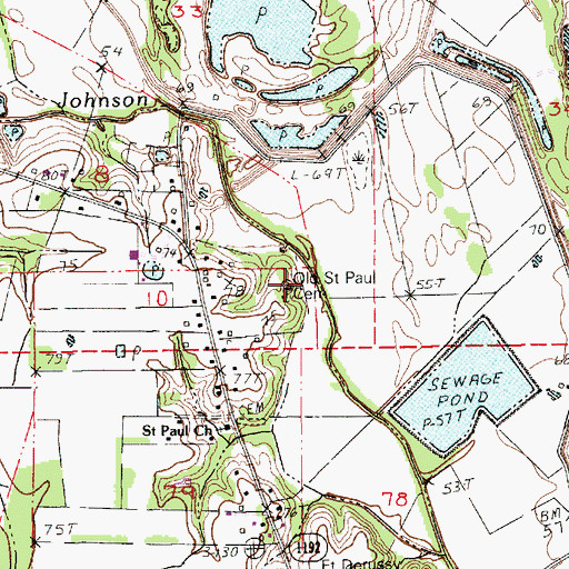 Topographic Map of Old Saint Paul Cemetery, LA
