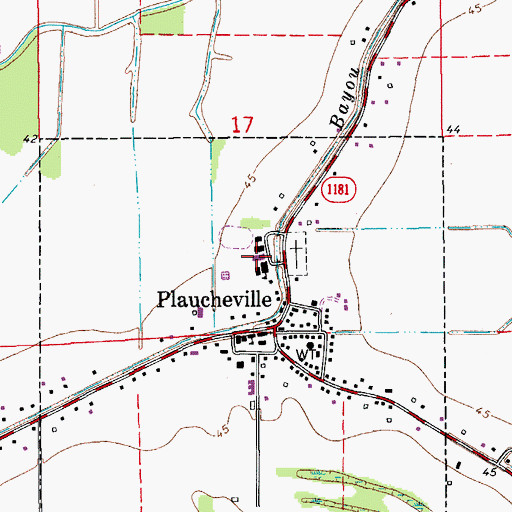 Topographic Map of Plaucheville Elementary School, LA