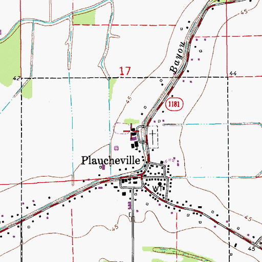 Topographic Map of Plaucheville High School (historical), LA