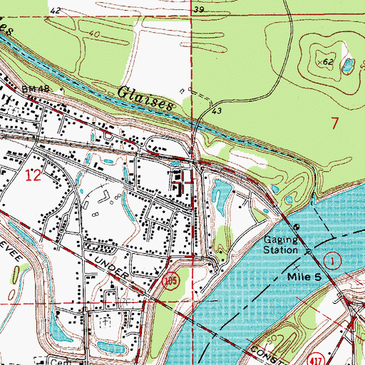 Topographic Map of Riverside Elementary School, LA