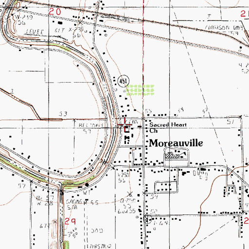 Topographic Map of Sacred Heart School, LA