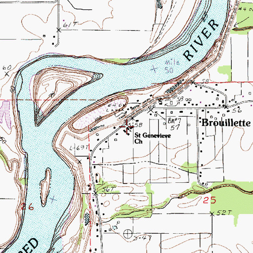 Topographic Map of Saint Genevieve Church, LA