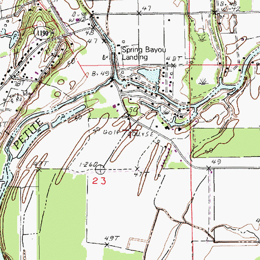 Topographic Map of Spring Bayou Golf Course, LA