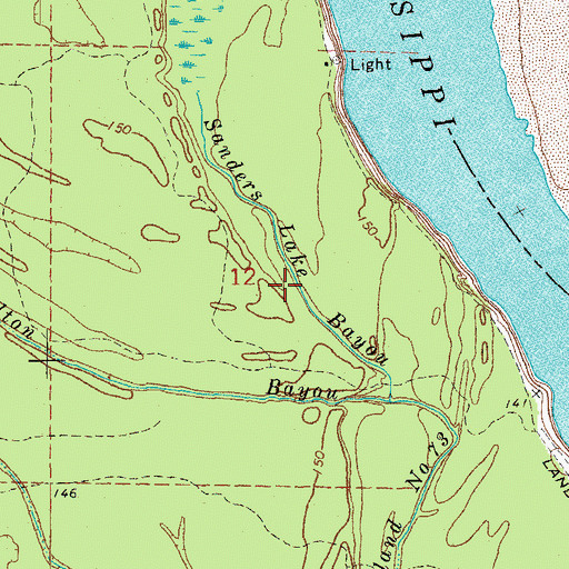 Topographic Map of Sanders Lake Bayou, AR