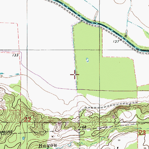 Topographic Map of Cannisnia Lake Gas Field, LA