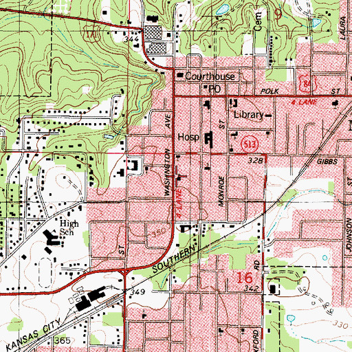 Topographic Map of Christ Memorial Episcopal Church, LA