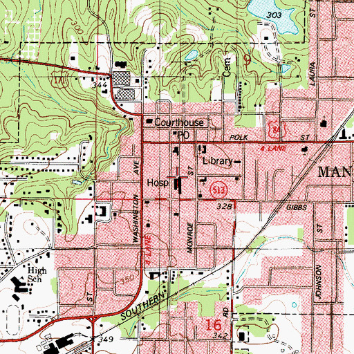 Topographic Map of DeSoto Regional Health System, LA