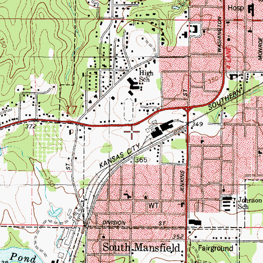 Topographic Map of De Soto Plaza Shopping Center, LA
