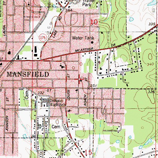 Topographic Map of East Side Church of God, LA