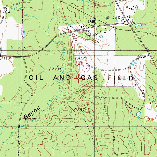 Topographic Map of East Trenton Oil Field, LA