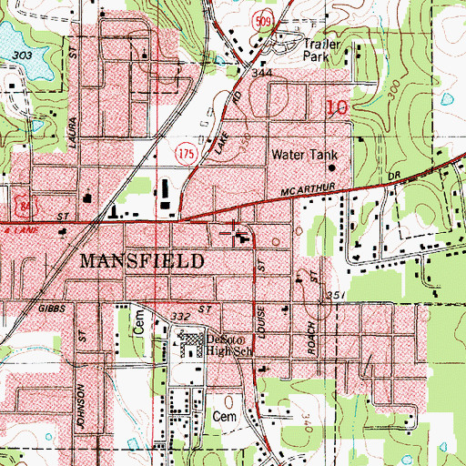 Topographic Map of Emmanuel Baptist Church, LA