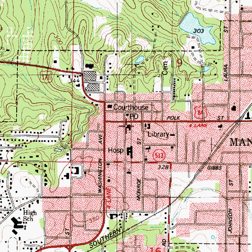 Topographic Map of First Baptist Church, LA