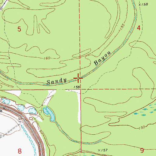 Topographic Map of Sandy Bayou, AR