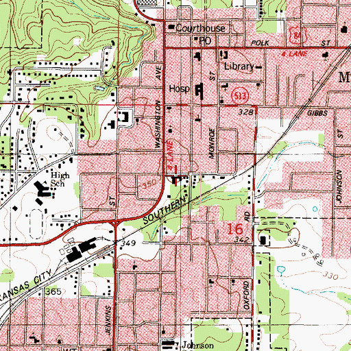 Topographic Map of Heritage Manor Nursing Home, LA