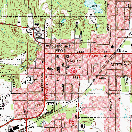 Topographic Map of Hewitt Memorial Presbyterian Church, LA