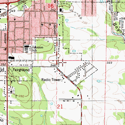 Topographic Map of Northwest Louisiana Technical College Mansfield Campus, LA